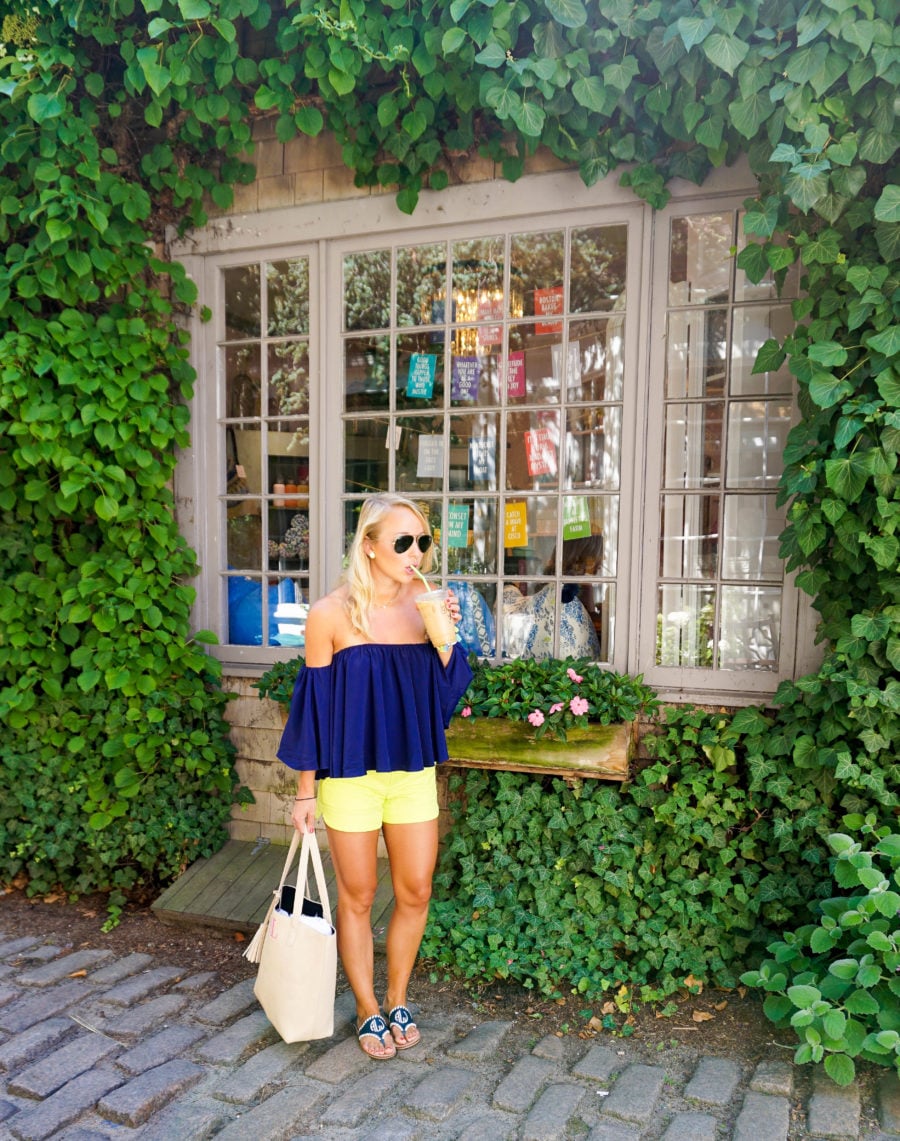 Coffee in Nantucket Off the Shoulder Top and Lilly Pulitzer Shorts-2