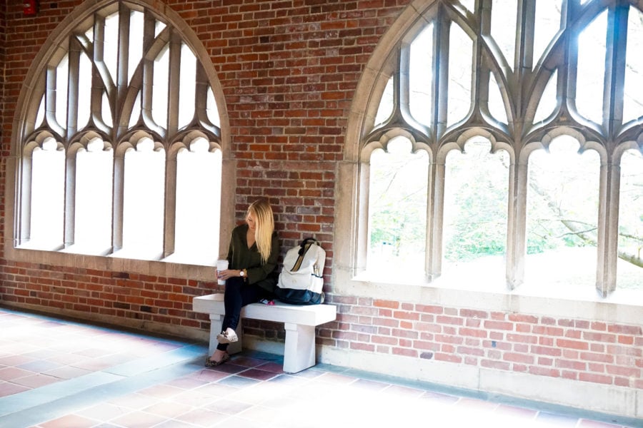 amy-littleson-from-i-believe-in-pink-wearing-madeline-and-company-backpack-green-tobi-blouse-and-leopard-flats-at-the-university-of-richmond-7