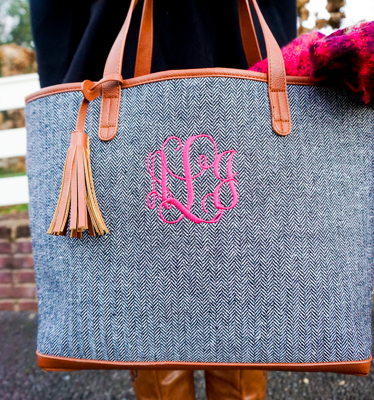 amy-littleson-from-i-believe-in-pink-in-united-monograms-monogram-boots-and-tote-with-a-black-tassel-poncho