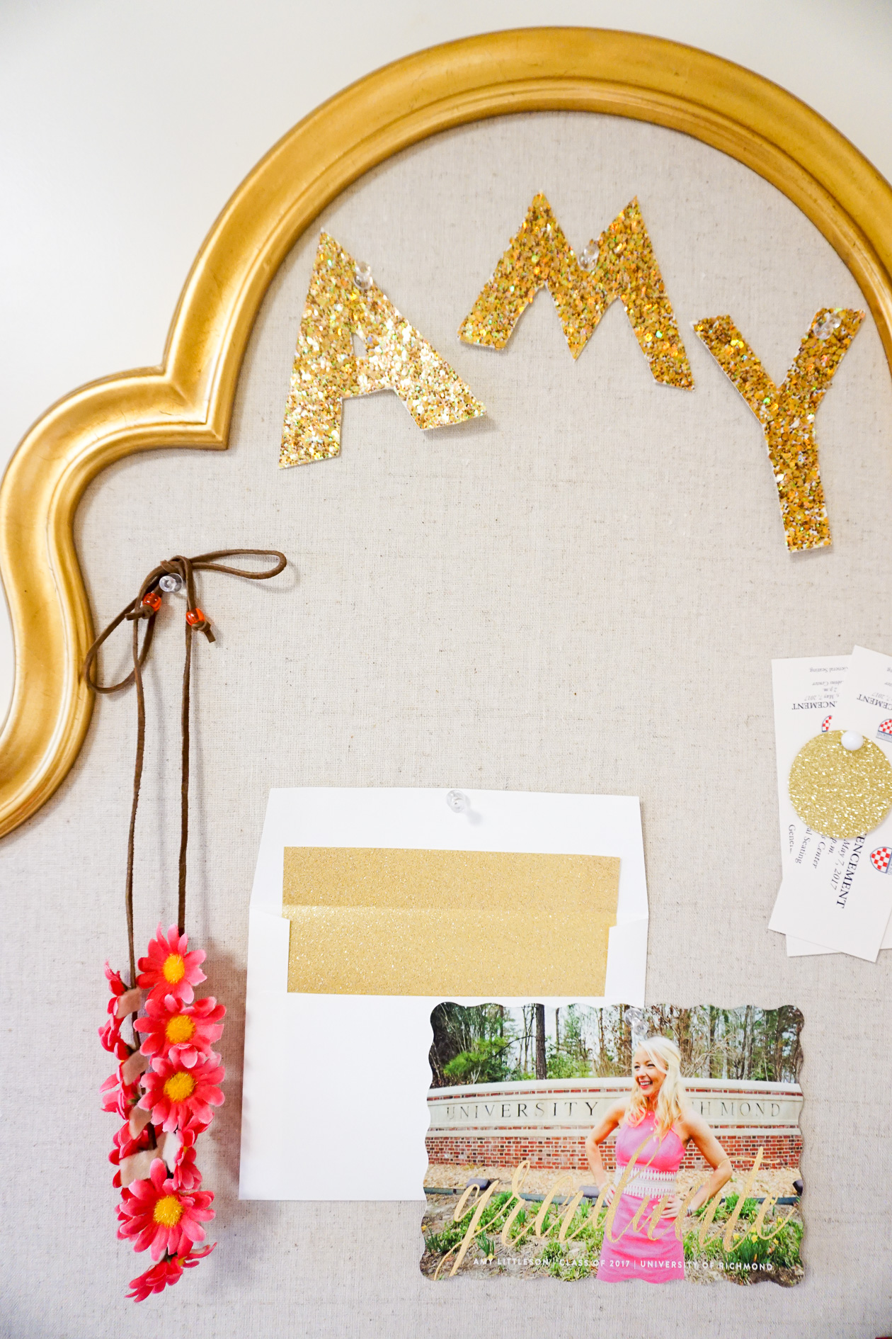 Amy Believe in Pink apartment with PB Teen pineapple lamp and bulletin board-2
