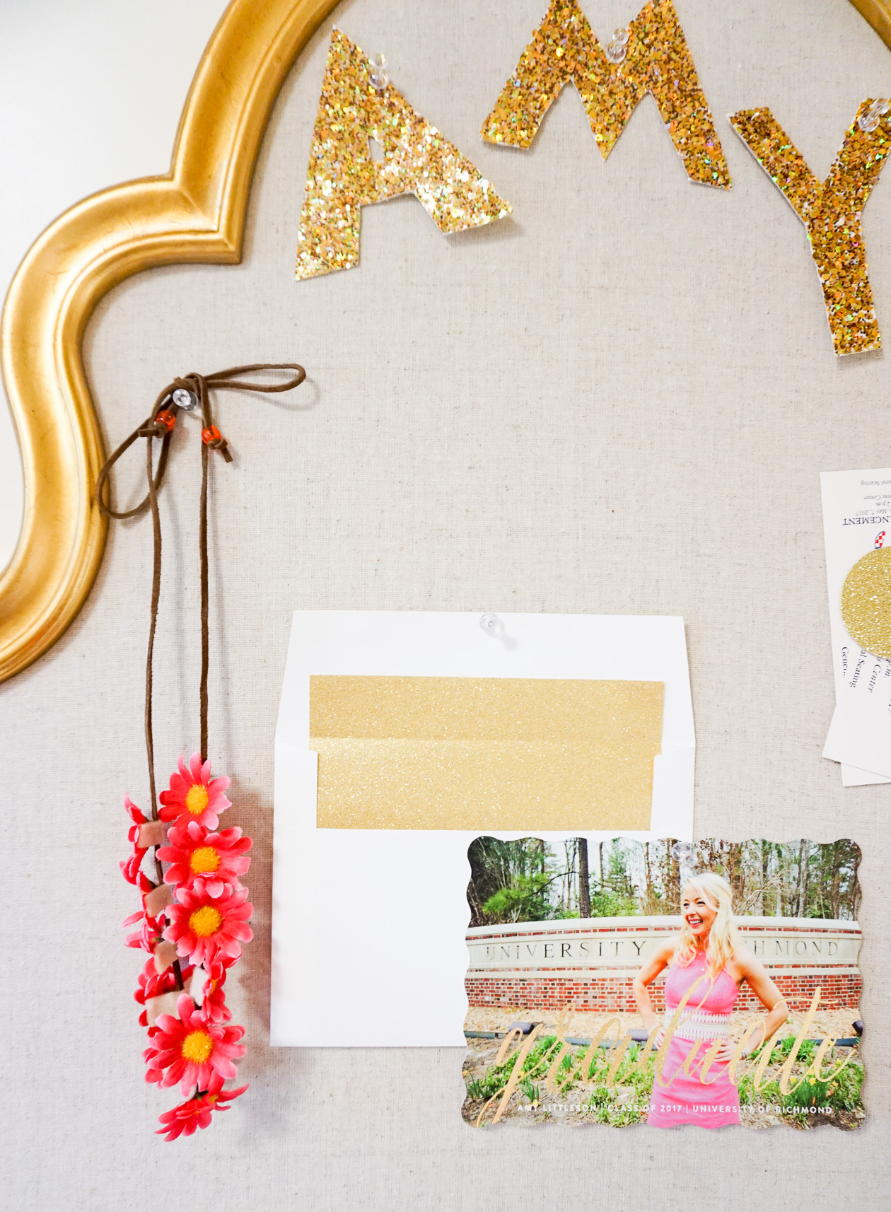 Amy Believe in Pink apartment with PB Teen pineapple lamp and bulletin board-2