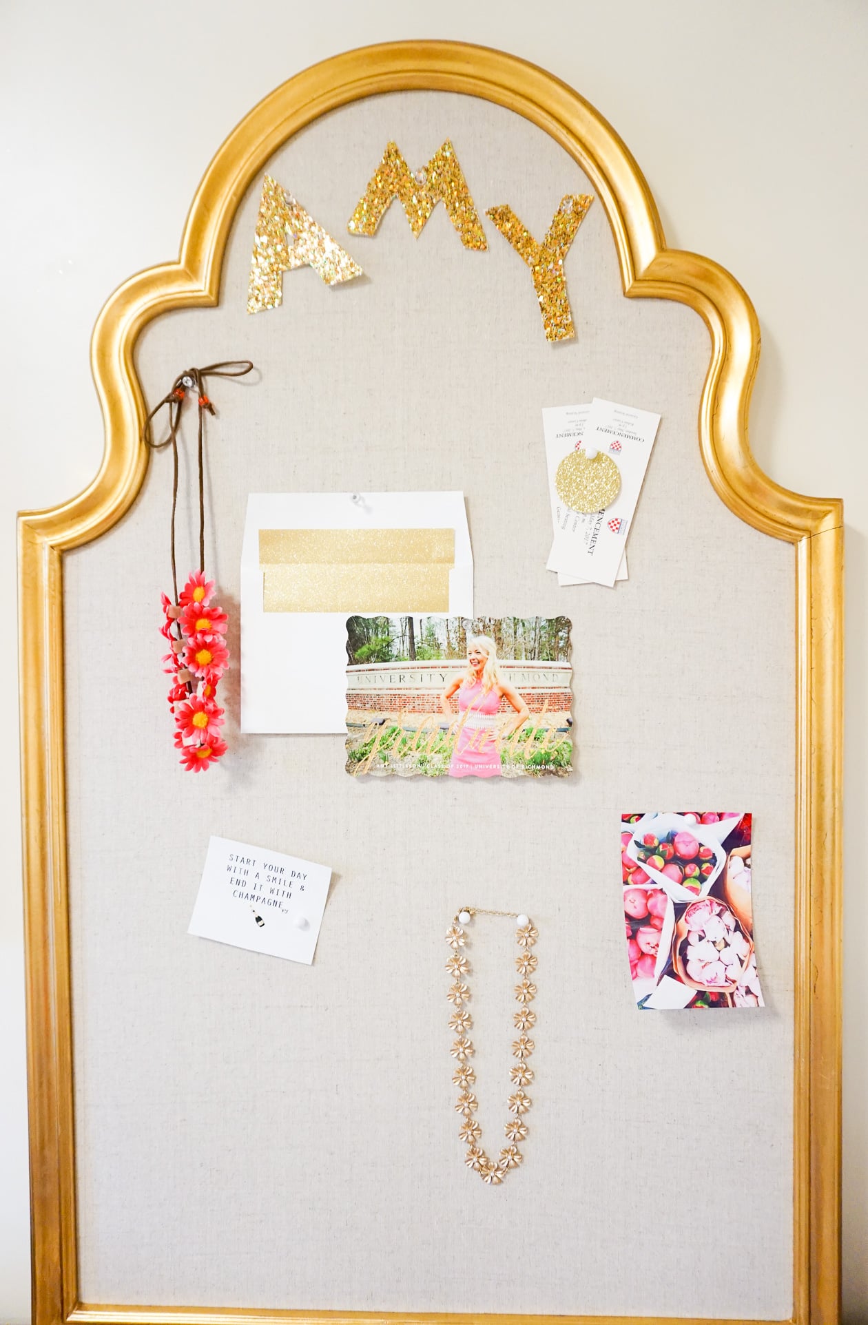 Amy Believe in Pink apartment with PB Teen pineapple lamp and bulletin board-2