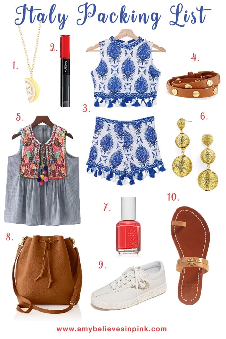 Italy and Almalfi Coast May Packing list