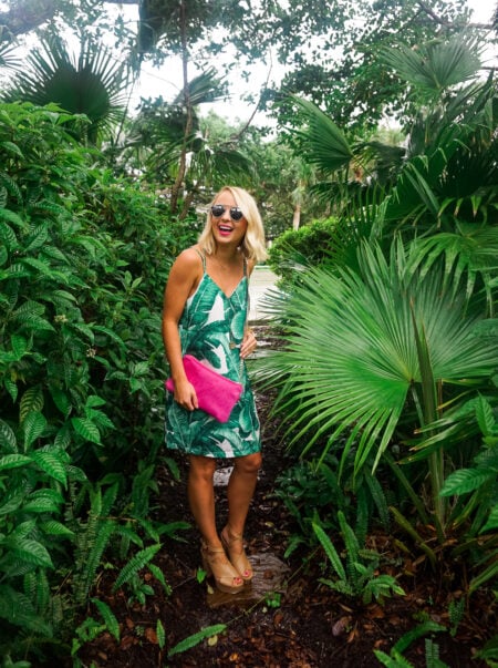 Parker and Hyde cowhide crossbody and banana leaf dress in Vero Beach, Florida-6