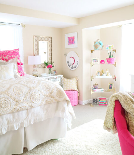 White, pink, and gold bohemian glam apartment in Philadelphia, PA