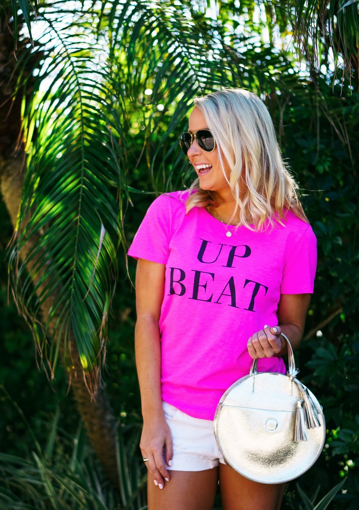 J Crew top and gold tassel bag