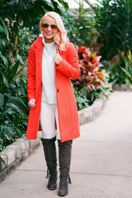 Mint Nordstrom sweater and J. Crew coat