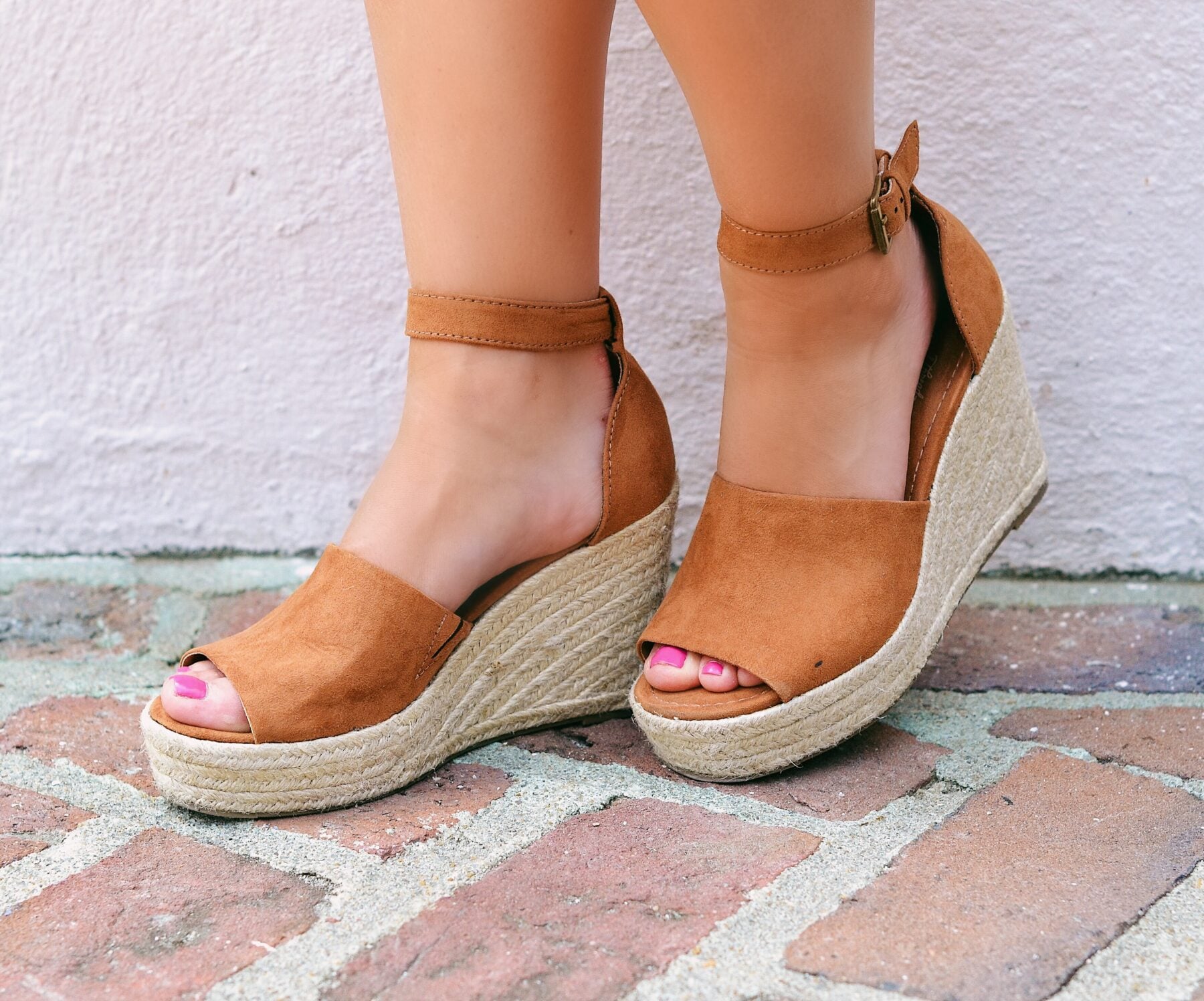Brown suede wedges