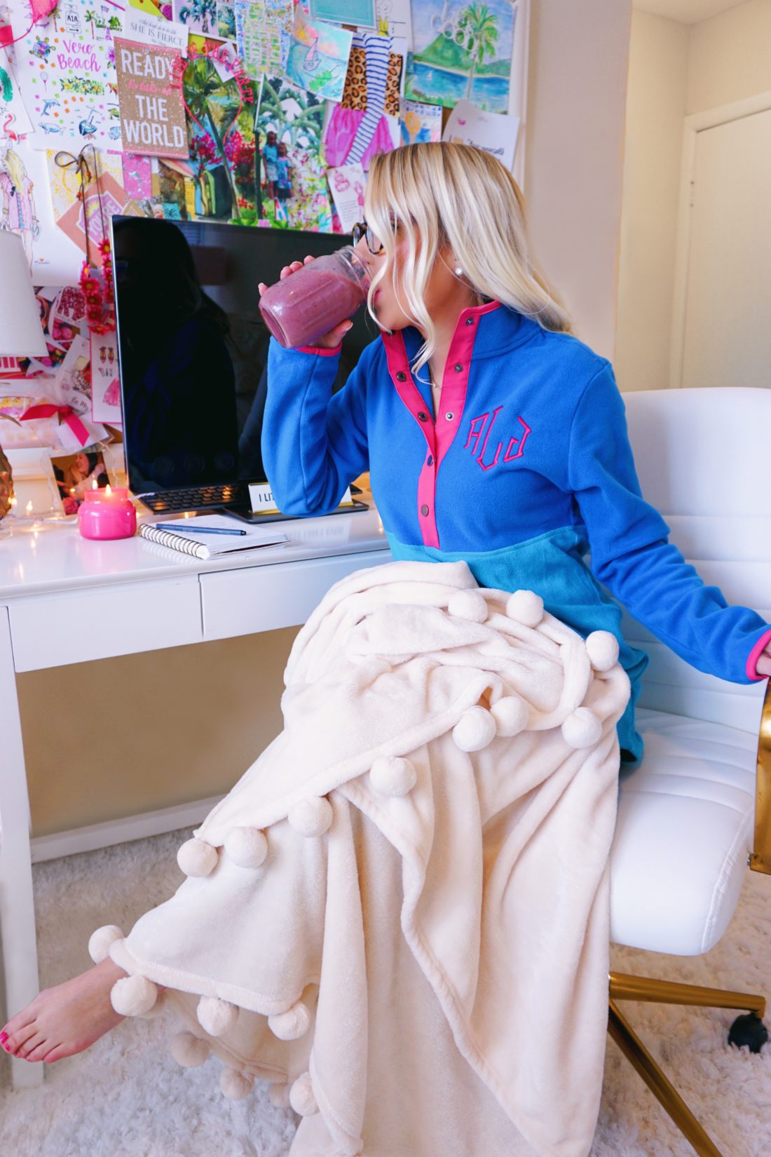Monogrammed fleece pullover from Marleylilly