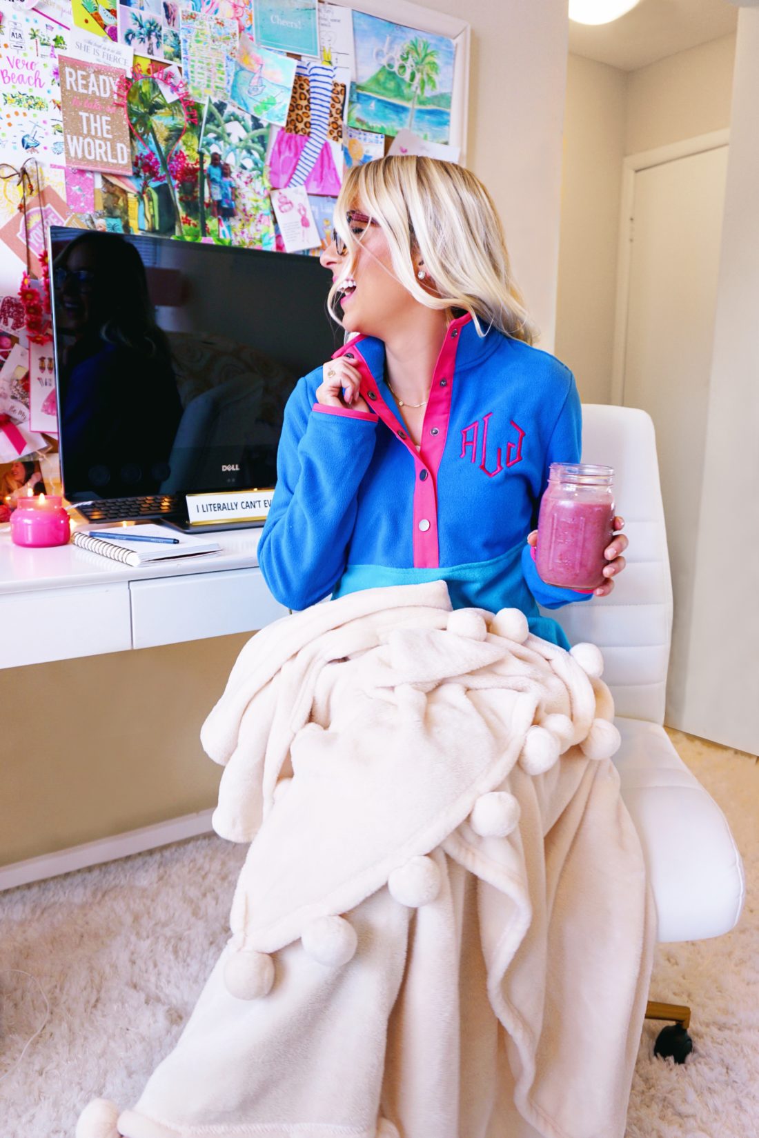 Monogrammed fleece pullover from Marleylilly