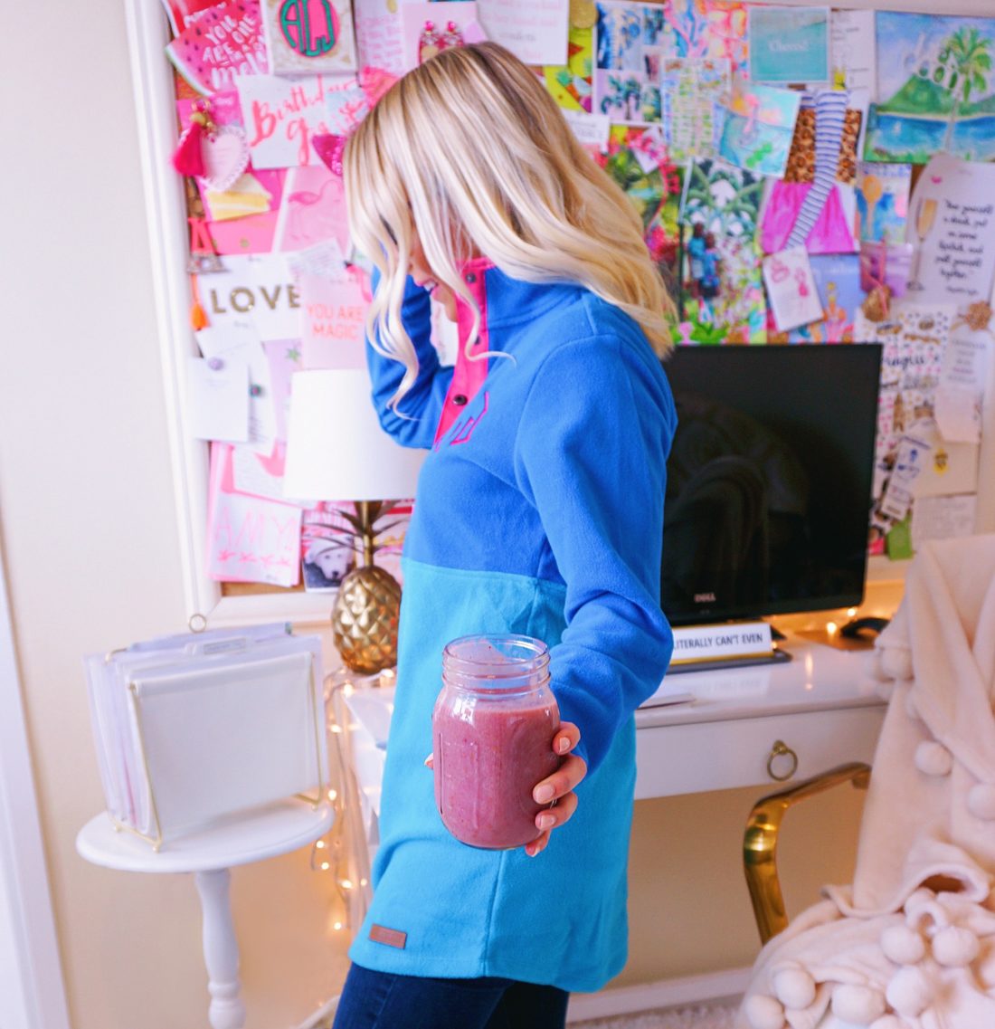Monogrammed fleece pullover from Marleylilly