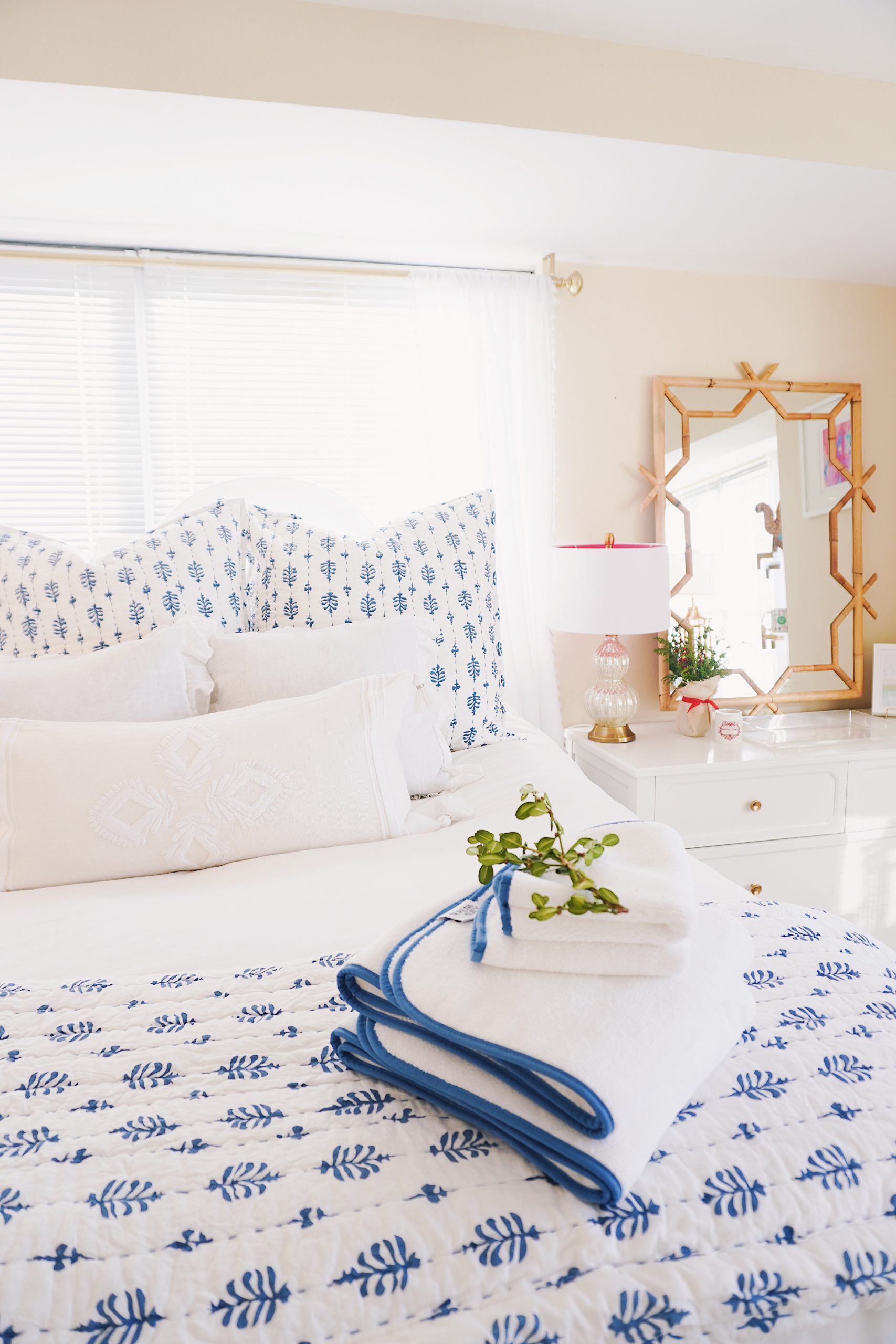Serena & Lily blue and white apartment bedroom update