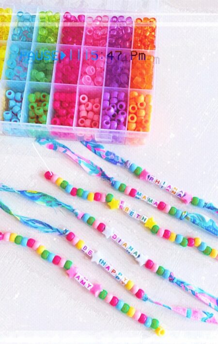 Making colorful beaded bracelets supplies