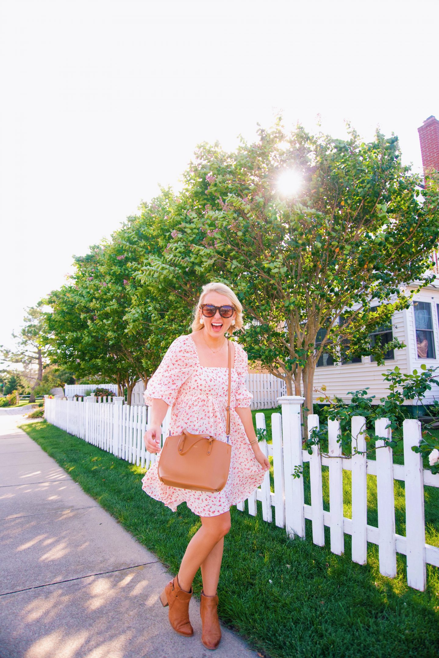 Fall floral transitional dress from Red Dress Boutique
