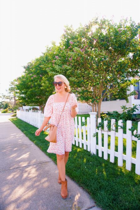 Fall floral transitional dress from Red Dress Boutique