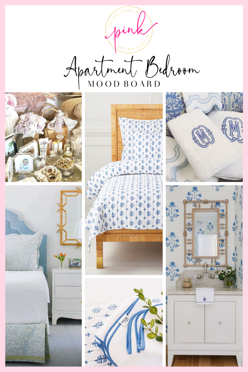 Blue, white, and rattan bedroom inspiration