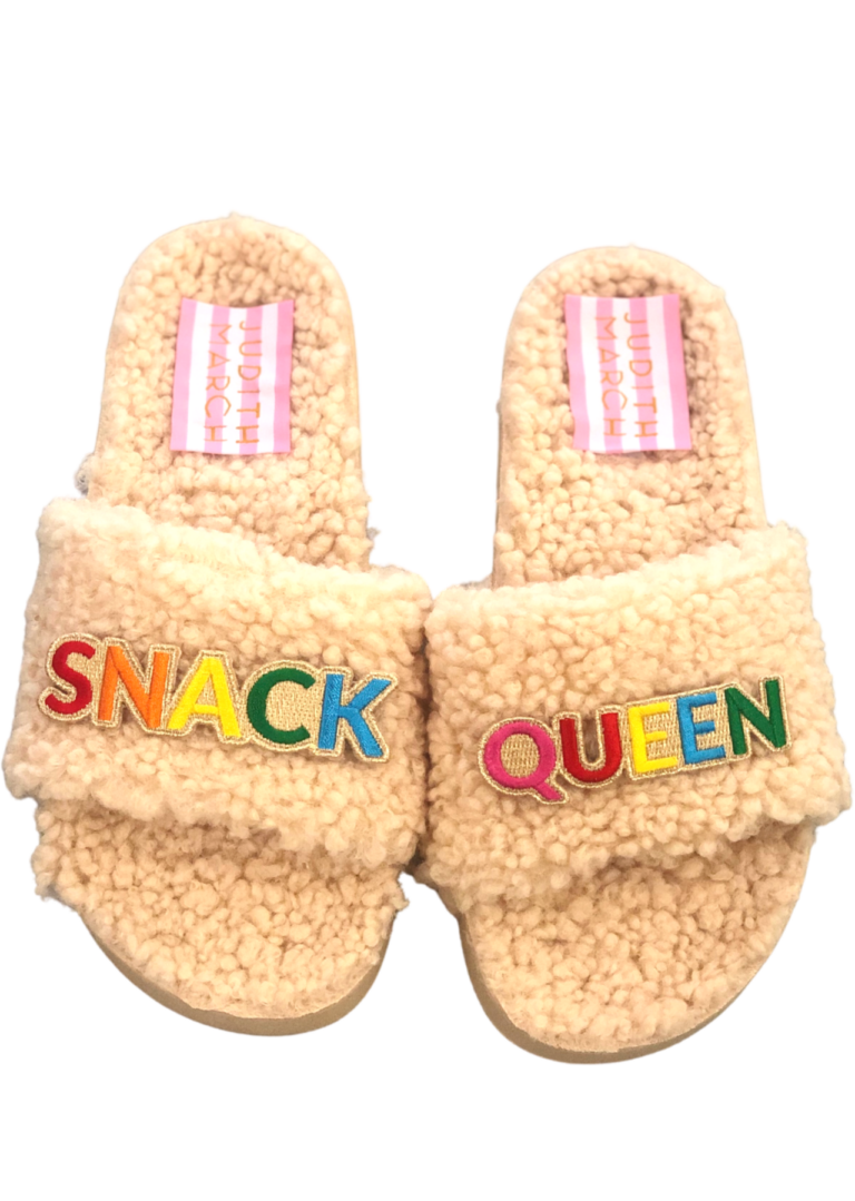 Snack queen fuzzy slippers